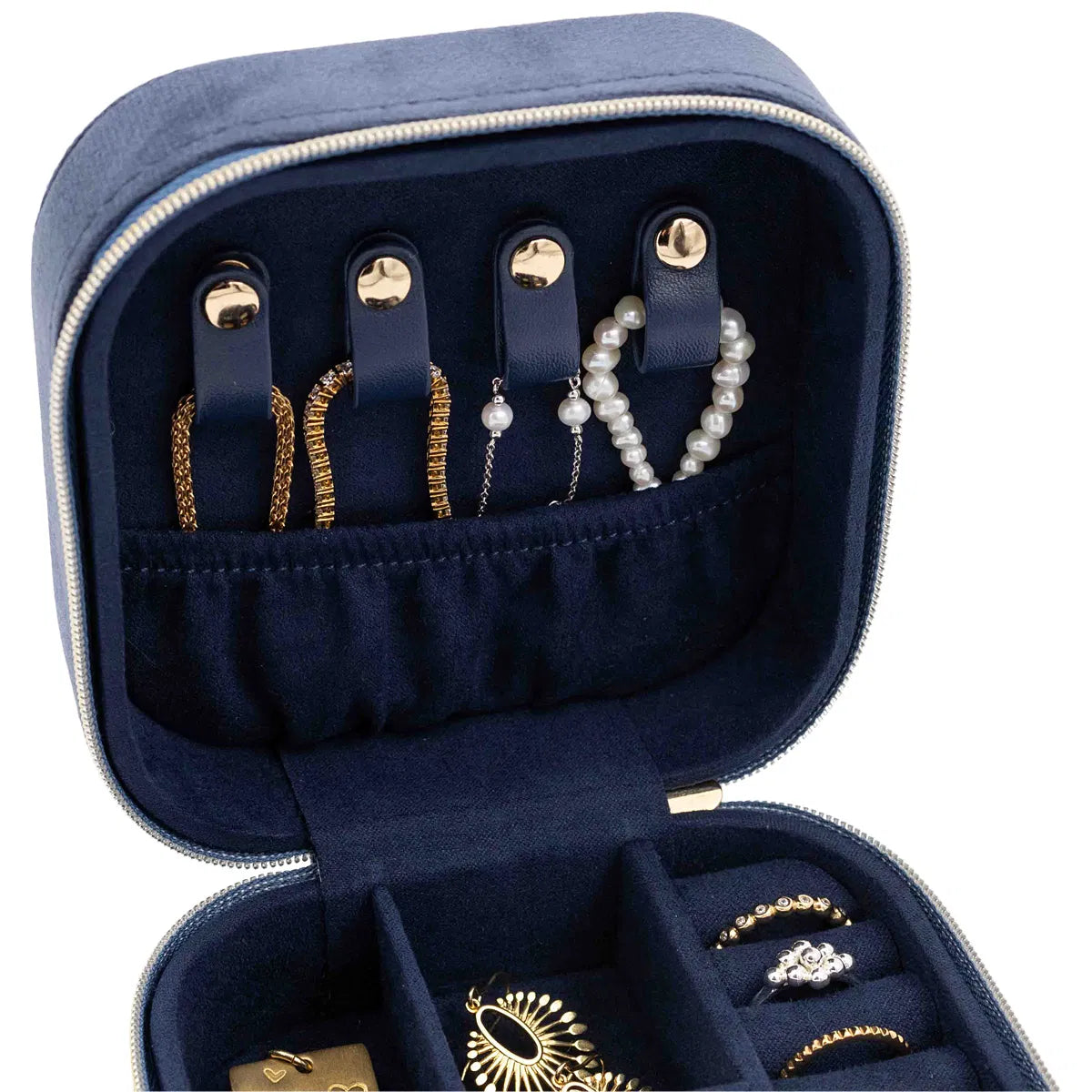 Boîte à Bijoux Carrée bleue – Rangement Compact et Protection Optimale