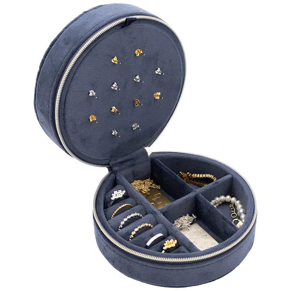 Boîte à Bijoux Ronde bleue – Rangement Élégant et Compact pour Vos Bijoux