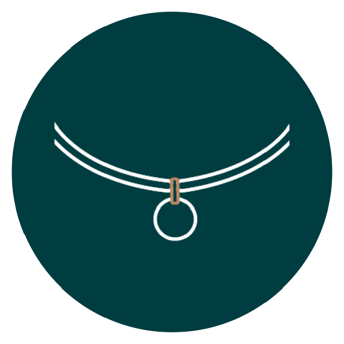 Pictogramme pour la réparation du changement d'anneau de pendentif sur collier en cordon