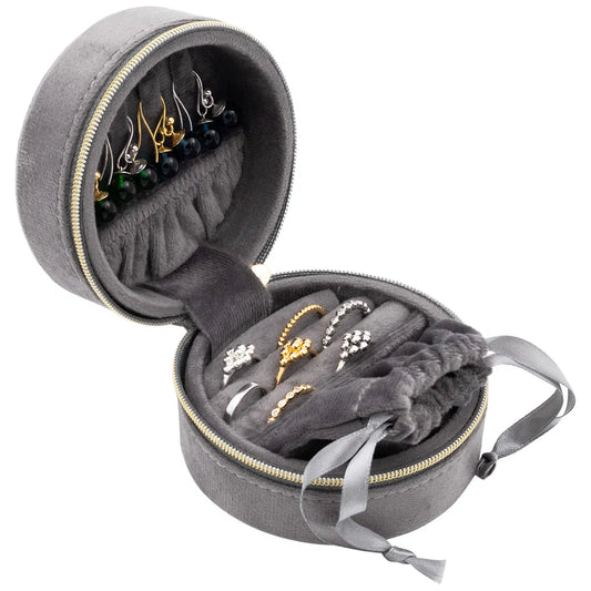 Boîte à bijoux ronde grise