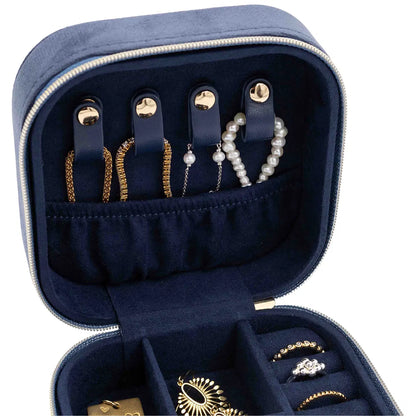 Boîte à Bijoux Carrée bleue – Rangement Compact et Protection Optimale