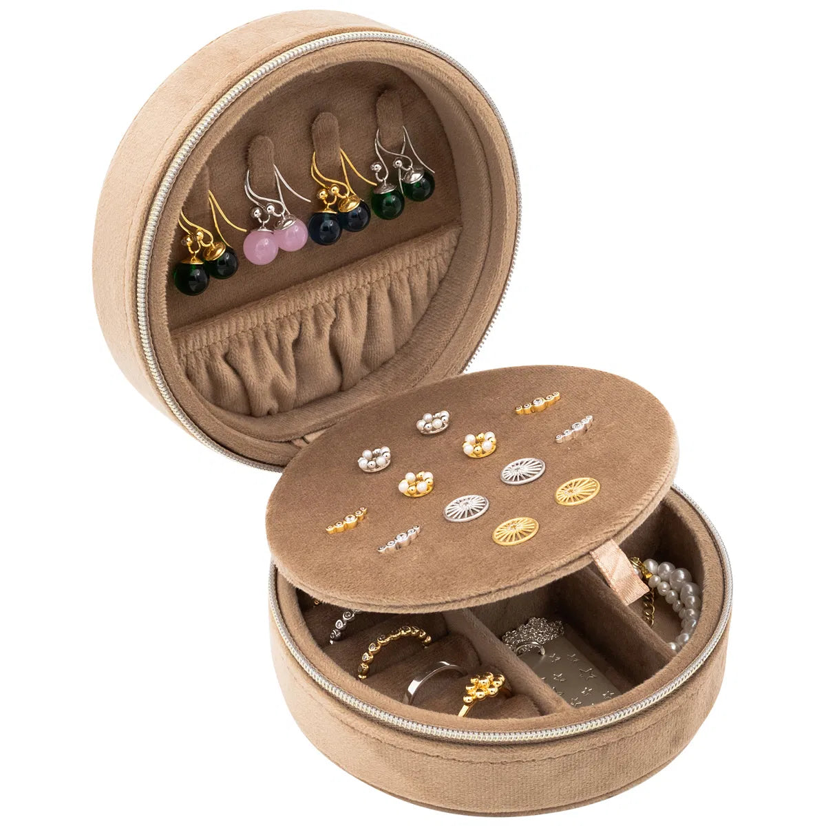 Boîte à bijoux ronde beige