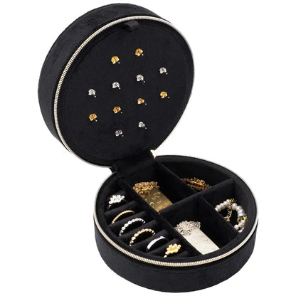 Boîte à Bijoux Ronde noire – Rangement Élégant et Compact pour Vos Bijoux