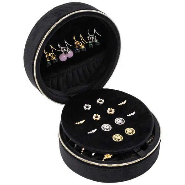 Boîte à Bijoux Ronde noire – Rangement Élégant et Compact pour Vos Bijoux