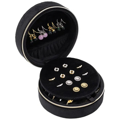 Boîte à Bijoux Ronde noire – Rangement Élégant et Compact pour Vos Bijoux