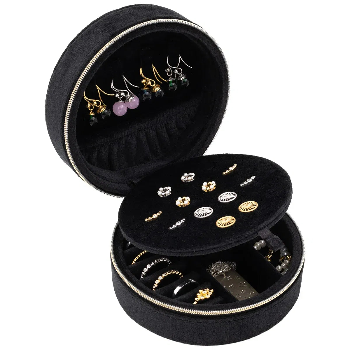 Boîte à Bijoux Ronde noire – Rangement Élégant et Compact pour Vos Bijoux