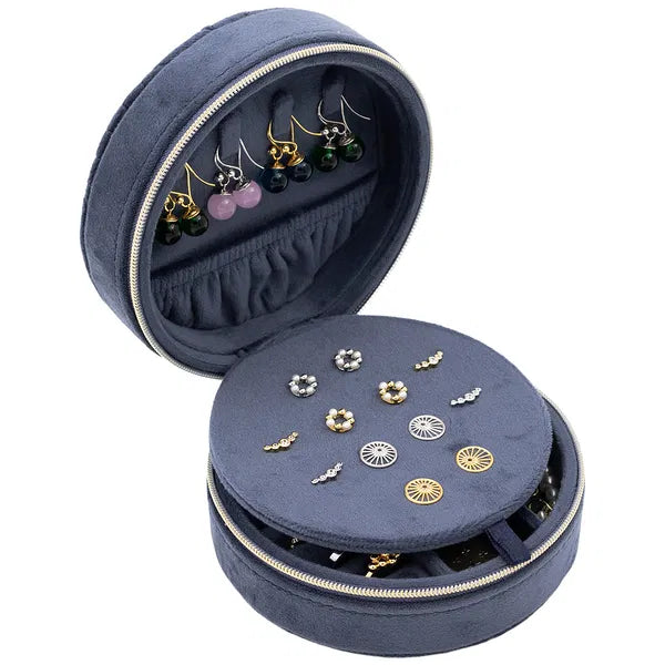 Boîte à Bijoux Ronde bleue – Rangement Élégant et Compact pour Vos Bijoux