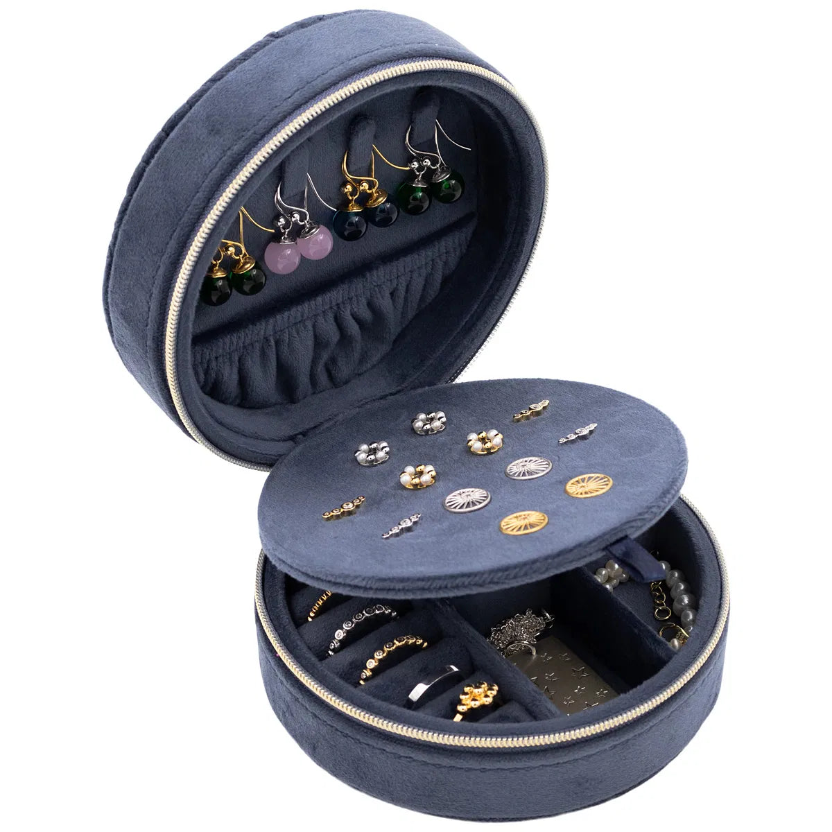 Boîte à Bijoux Ronde bleue – Rangement Élégant et Compact pour Vos Bijoux