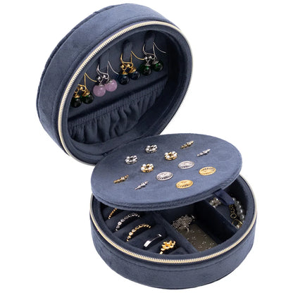 Boîte à Bijoux Ronde bleue – Rangement Élégant et Compact pour Vos Bijoux