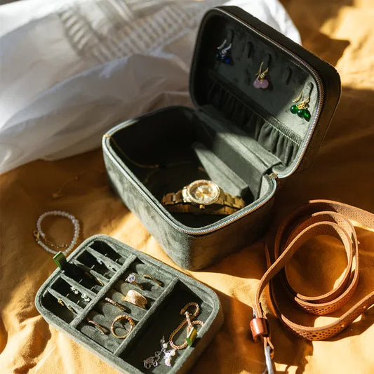 Boîte à bijoux rectangulaire kaki