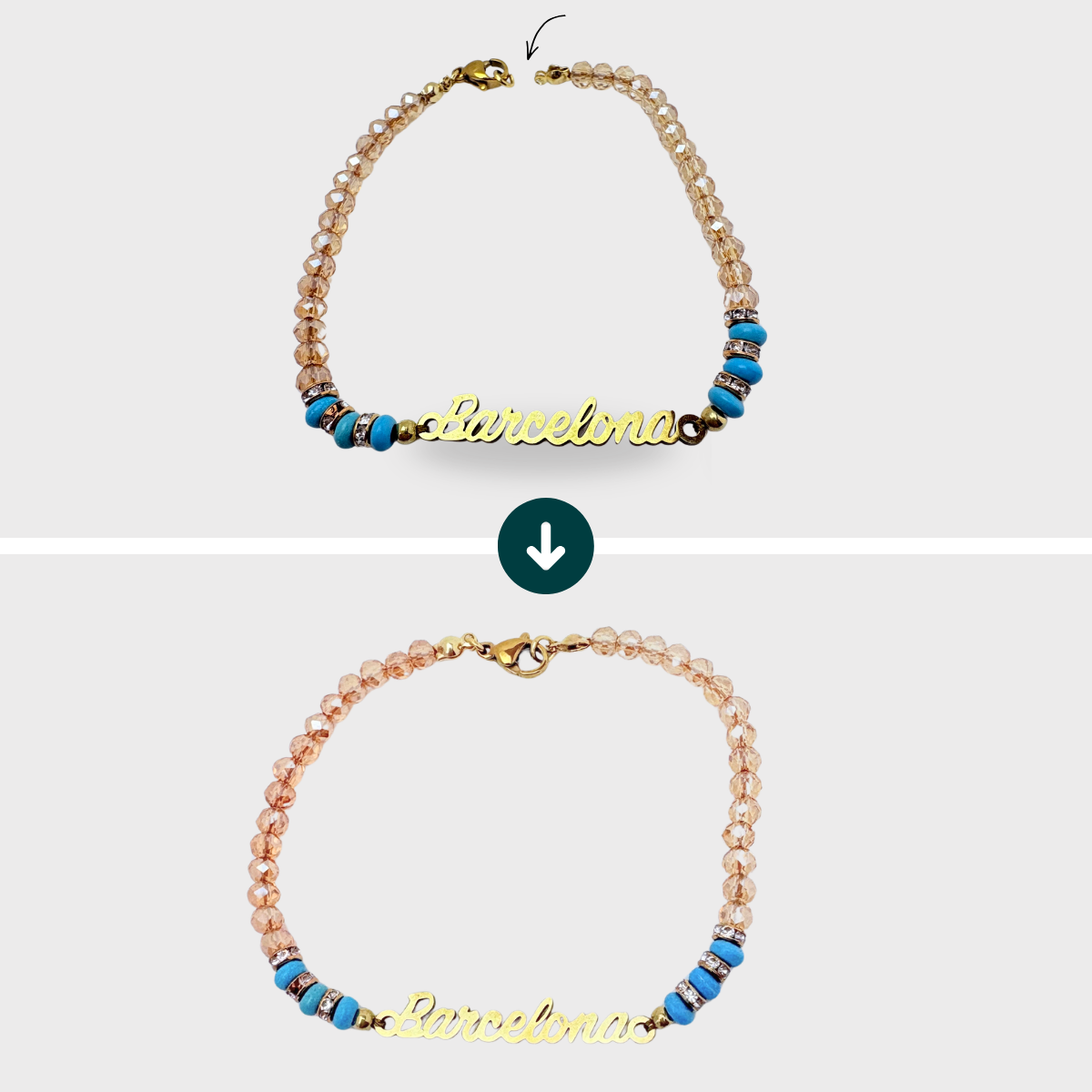 Rattacher la chaîne ou un élément avec un anneau - Bracelet chaîne