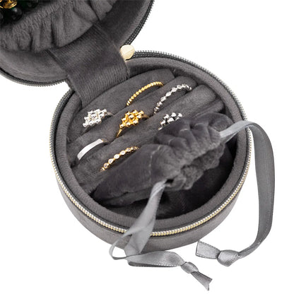 Boîte à Bijoux Ronde grise – Rangement Élégant et Compact pour Vos Bijoux